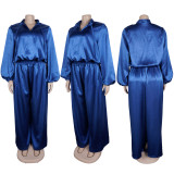 Loose Lantern Sleeve Top Wide-Leg Pants Two Piece Set NY-3953