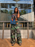 Asymmetric Camo Straight-Leg Pants SH-391661