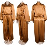 Loose Lantern Sleeve Top Wide-Leg Pants Two Piece Set NY-3953