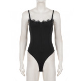 Sexy Lace-Panel Slim-Fit Bodysuit GPKJ-MR51020