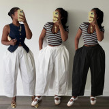Solid Color Pleated Casual Loose Pants SH-391656