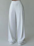 Press Pleated Solid Color Loose Trousers SH-391659