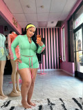 Long Sleeve Zipper Contrast Color Short Suit BMF-910