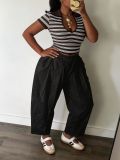 Solid Color Pleated Casual Loose Pants SH-391656