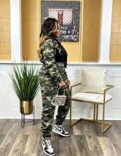 Camouflage Printed Casual Denim 2 Piece Pants Set NYF-8217