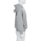 Solid Color Hot Drill Fleece-lined Hooded Sweatshirt GPKJ-MR51478