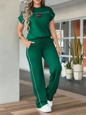 Casual Sport Short Sleeve T Shirt Two Piece Pants Set SH-391664