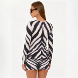 Zebra Print Long Sleeve Mini Dress GDSF-J26DS384