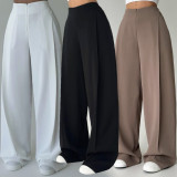 Press Pleated Solid Color Loose Trousers SH-391659