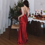 V Neck Backless Split Maxi Dress DLSF-K6D14901A