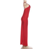 V Neck Backless Split Maxi Dress DLSF-K6D14901A
