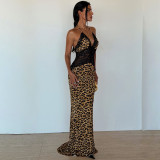 Mesh Patchwork V Neck Maxi Dress GZJQ-K6D16389A