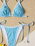 Sexy Lace Up Print Bikini 2 Piece Swimsuit CASF-6837