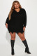 Plus Size V Neck Long Sleeve Irregular Tassel Mini Dress YMEF-59122