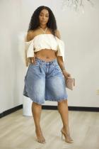 Fashion Denim Loose Straight Fifth Jeans HMS-5600