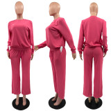 VIP1 Letter Embroidery Solid Color Pant Suit QYLF-0189