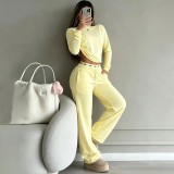 VIP1 Letter Embroidery Solid Color Pant Suit QYLF-0189