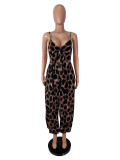 Leopard Print Sling Wide Leg Jumpsuit SHD-8516
