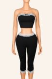 Lace Patchwork Tube Top Two Piece Pants Set YWXS-K26L2805