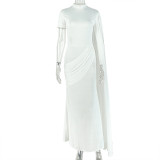 Solid Color Irregular Sleeve Maxi Dress GJYO-JD305780