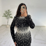 Hot Diamond Long Sleeve Maxi Dress BY-7767