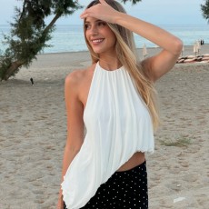 Halterneck Sleeveless Irregular Top LJSF-T6822271H