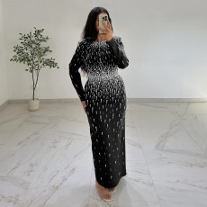 Hot Diamond Long Sleeve Maxi Dress BY-7767