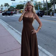 Sexy Ruched Spaghetti Strap Midi Dress LJSF-D6722194X