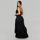 Solid Color High Split Spaghetti Strap Maxi Dress BY-7808