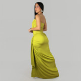 Solid Color High Split Spaghetti Strap Maxi Dress BY-7808