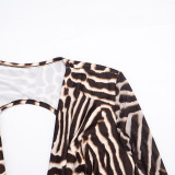 Long Sleeve Backless Print Mini Dress GDSF-Q26DS196
