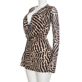 Long Sleeve Backless Print Mini Dress GDSF-Q26DS196