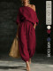 Slash Neck Off Shoulder Two Piece Pants Set GSRX-990