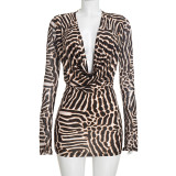 Long Sleeve Backless Print Mini Dress GDSF-Q26DS196
