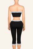 Lace Patchwork Tube Top Two Piece Pants Set YWXS-K26L2805