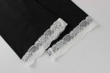 Lace Patchwork Tube Top Two Piece Pants Set YWXS-K26L2805