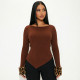 Solid Color Irregular Long Sleeve Sweater GDSF-J26TP398