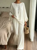 Solid Color Long Sleeve Loose Two Piece Pants Set GSRX-971