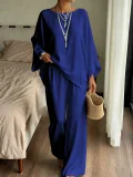 Solid Color Long Sleeve Loose Two Piece Pants Set GSRX-971