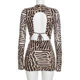 Long Sleeve Backless Print Mini Dress GDSF-Q26DS196