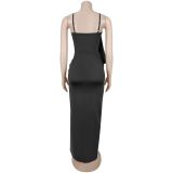 Solid Color High Split Spaghetti Strap Maxi Dress BY-7808