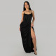Solid Color High Split Spaghetti Strap Maxi Dress BY-7808