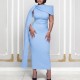 Plus Size Solid Color Slash Neck Maxi Dress GMLF-3380