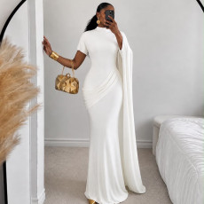 Solid Color Irregular Sleeve Maxi Dress GJYO-JD305780