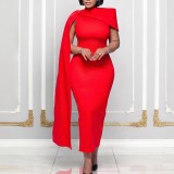 Plus Size Solid Color Slash Neck Maxi Dress GMLF-3380