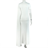Solid Color Irregular Sleeve Maxi Dress GJYO-JD305780