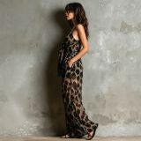 Leopard Print Sling Wide Leg Jumpsuit SHD-8516