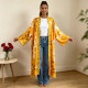 Plus Size Retro Floral Printed Satin Sleeping Robe Coat QMZF-1876