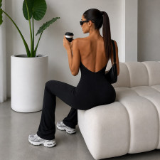 Halterneck Backless Solid Jumpsuit GSBW-Q26JP127