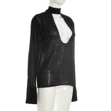 Solid Color Chiffon Long Sleeve Top GSBW-Y26TP286
